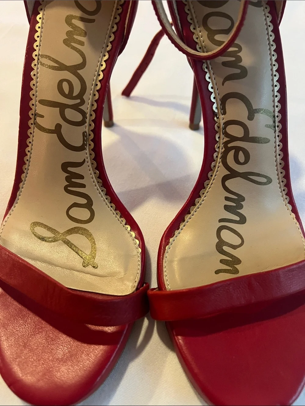 Sam Edelman Red Open-Toe Ankle-Strap Heels